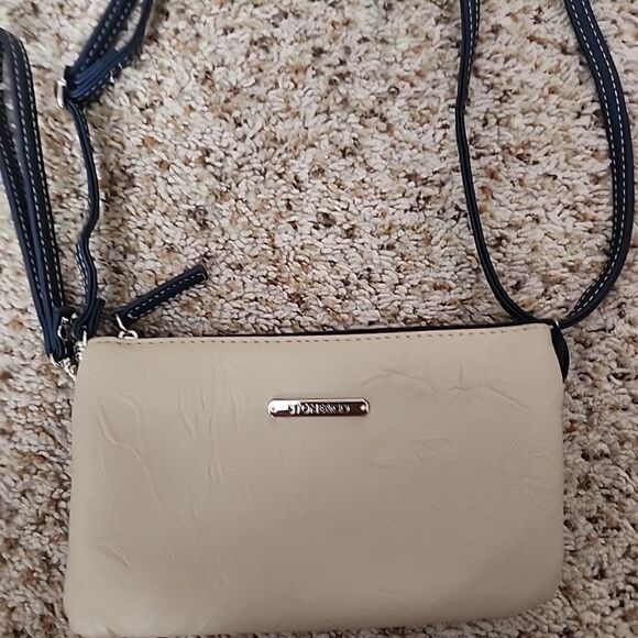 Stone and Co Tan Purse Wallet Adjustable Shoulder Bag Blue Strap - Picture 2 of 10